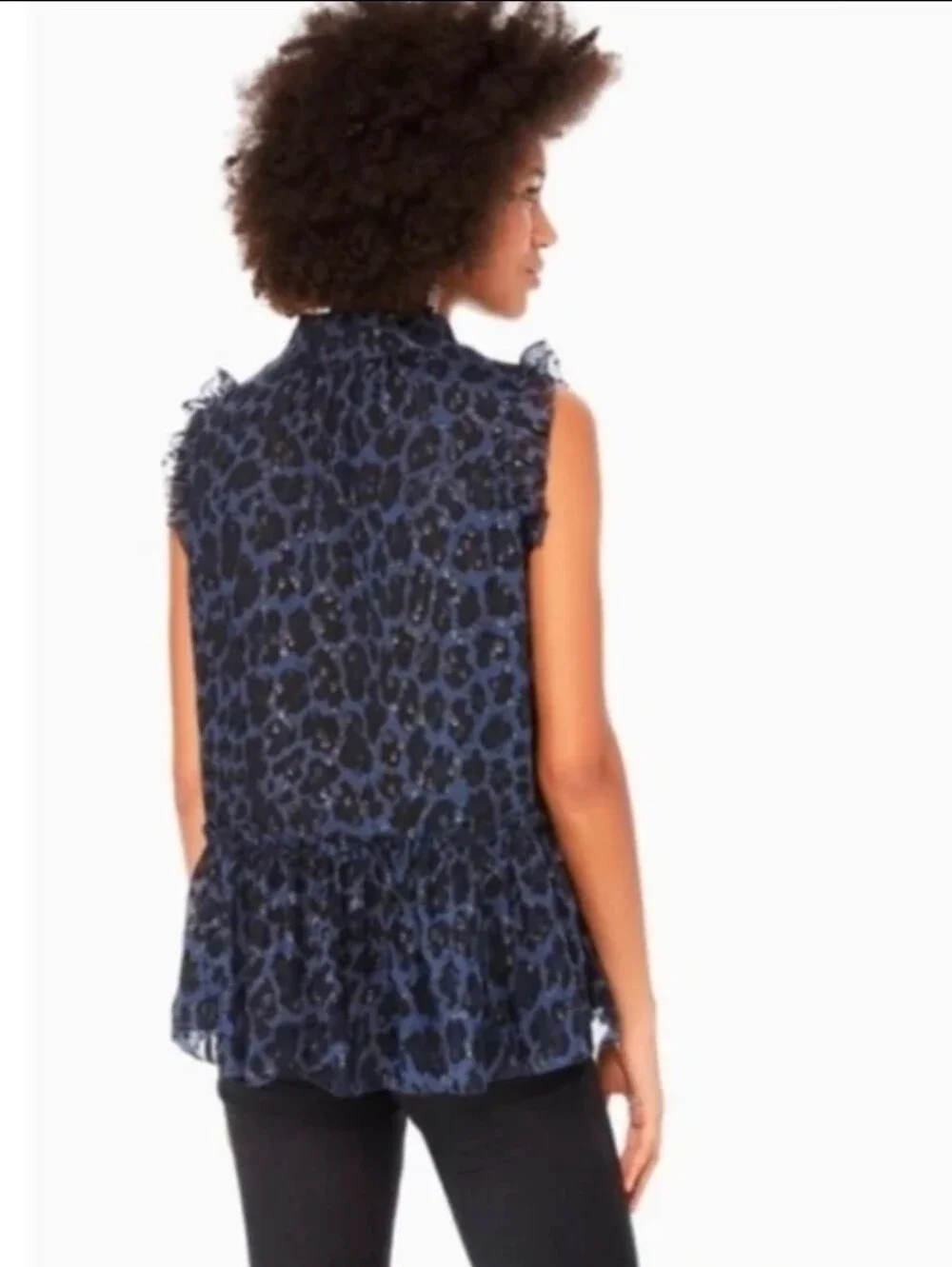 Kate Spade Blue Leopard Blouse XS